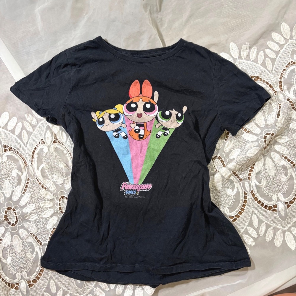 Powerpuff Girls Graphic T-Shirt Black Cartoon Network Blossom Bubbles 2019